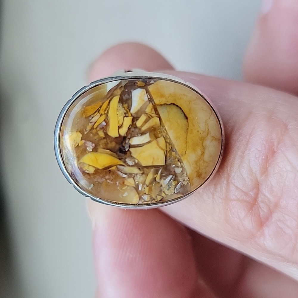 925 Sterling Silver Jasper ring - size 7.75